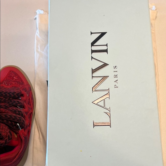 Lanvin Curb Rhinestone Sneakers Red - Picture 14 of 15